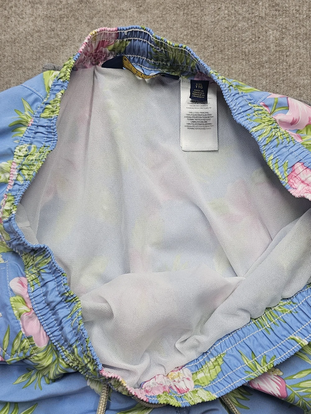 Polo Ralph Lauren Men’s XXL Swim Trunks Blue Pink Floral Hawaiian Board Shorts